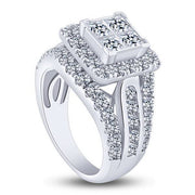 14k white gold 3.00 ctw Diamond Bridal quad Engagement Ring