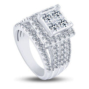 14k white gold 2.75 ctw Quad Diamond bridal Ring