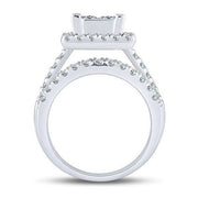 14k white gold 2.75 ctw Quad Diamond bridal Ring