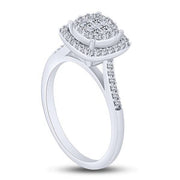 10k white gold 0.50 ctw Diamond Quad Halo Ring