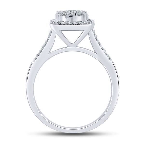 10k white gold 0.50 ctw Diamond Quad Halo Ring