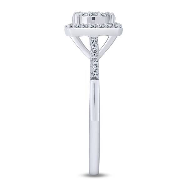 10k white gold 0.50 ctw Diamond Quad Halo Ring