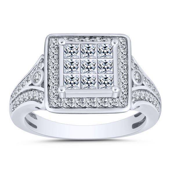 10K White Gold 1.00 CTW Diamond Quad engagement Ring