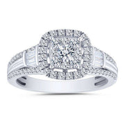 10K White Gold 0.75 CTW Diamond Halo Engagement Ring