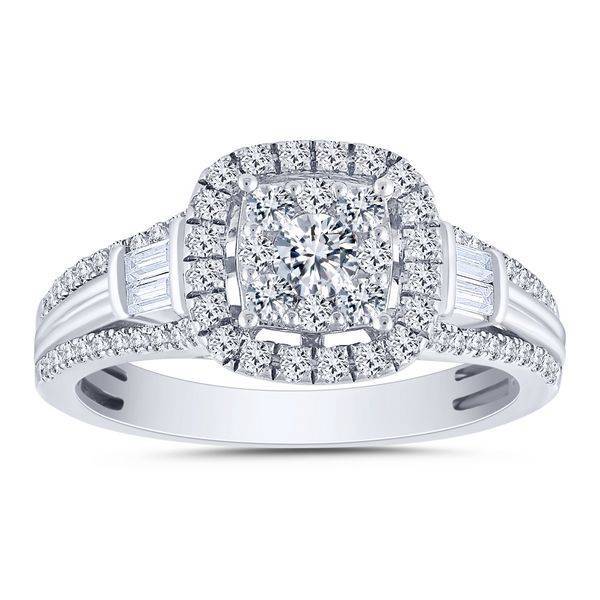 10K White Gold 0.75 CTW Diamond Halo Engagement Ring