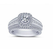 14K WHITE GOLD 1.13 CTW Diamond Halo Bridal Set
