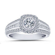 14K WHITE GOLD 1.13 CTW Diamond Halo Bridal Set
