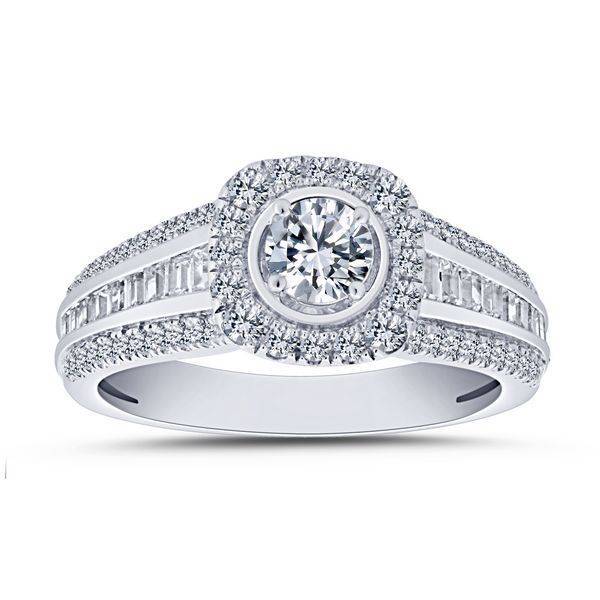 14K WHITE GOLD 1.13 CTW Diamond Halo Bridal Set