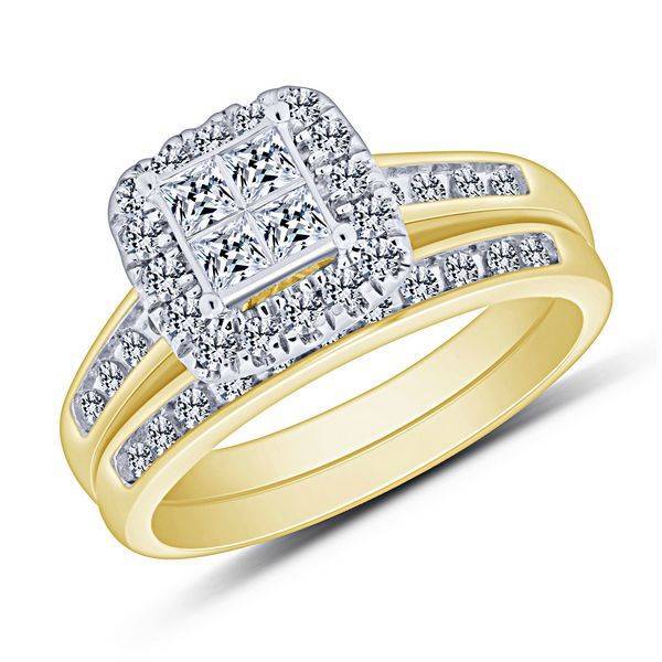 10k Yellow Gold 0.75 ctw Diamond Quad Bridal Set