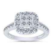 14k white gold 1.50 ctw Diamond Quad Engagement Ring