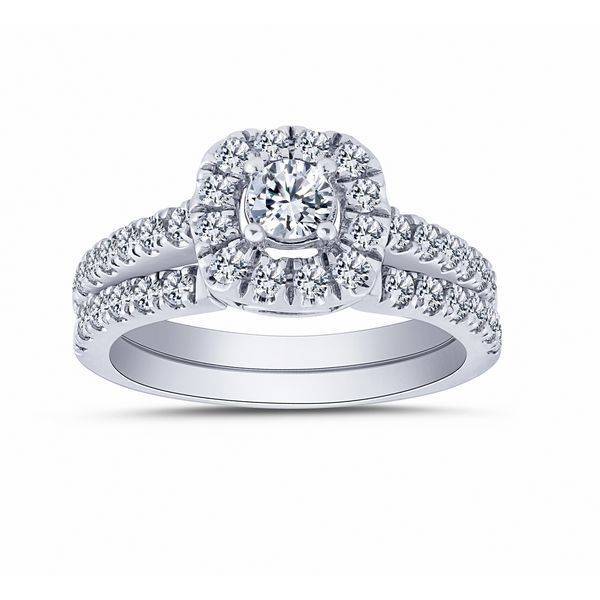 14K WHITE GOLD 1.25 CTW Diamond CUSHION Bridal Set