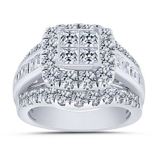 14k white gold 3.00 diamond Diamond Quad Halo Bridal Ring