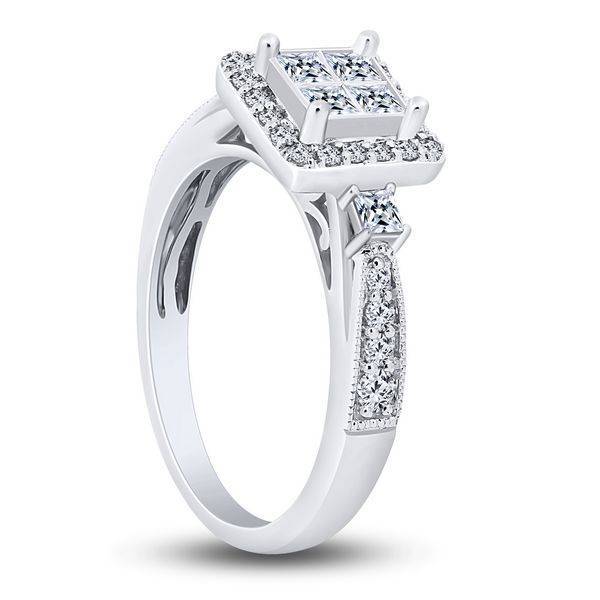 14K WHITE GOLD 0.97 CTW Diamond Quad Bridal Set