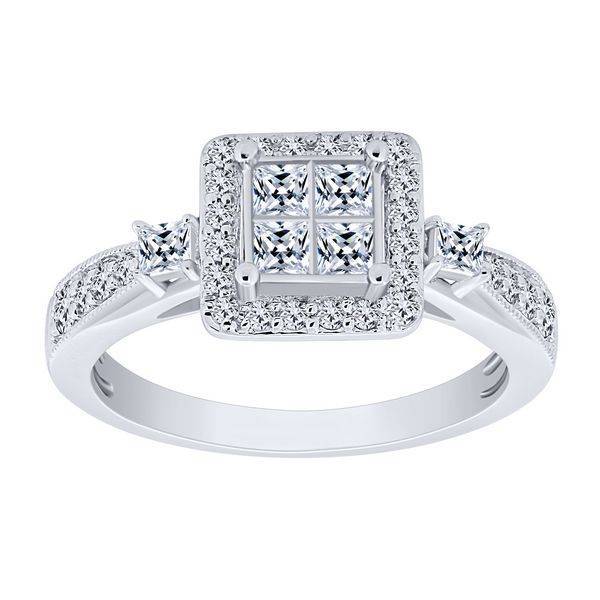 14K WHITE GOLD 0.97 CTW Diamond Quad Bridal Set