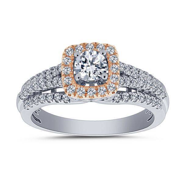 14K Two Tone 1.00 CTW DIAMOND Cushion BRIDAL SET