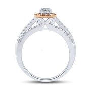 14K Two Tone 1.00 CTW DIAMOND Cushion BRIDAL SET