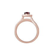 14k Rose Gold 0.38 ctw Diamond Red ruby Ring