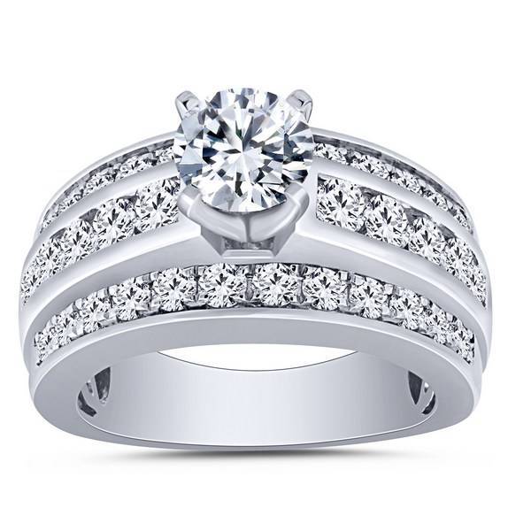 14k White Gold 2.62 ctw Diamond Round Bridal ring