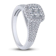 10K White Gold 1.00 CTW Diamond Engagement Bridals Set