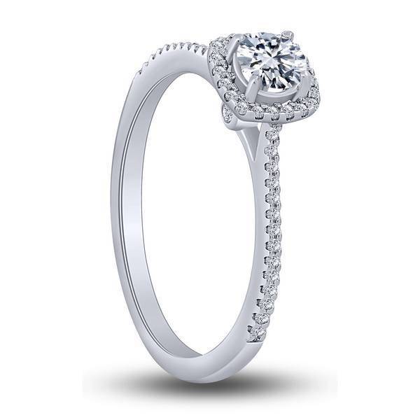 10K White Gold 0.50 CTW Cushion Halo Engagement Ring