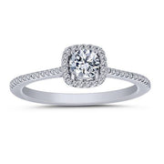 10K White Gold 0.50 CTW Cushion Halo Engagement Ring