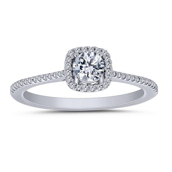 10K White Gold 0.50 CTW Cushion Halo Engagement Ring