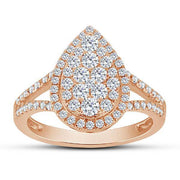14K ROSE GOLD 0.88 CTW Diamond PEAR Composite Bridal Set