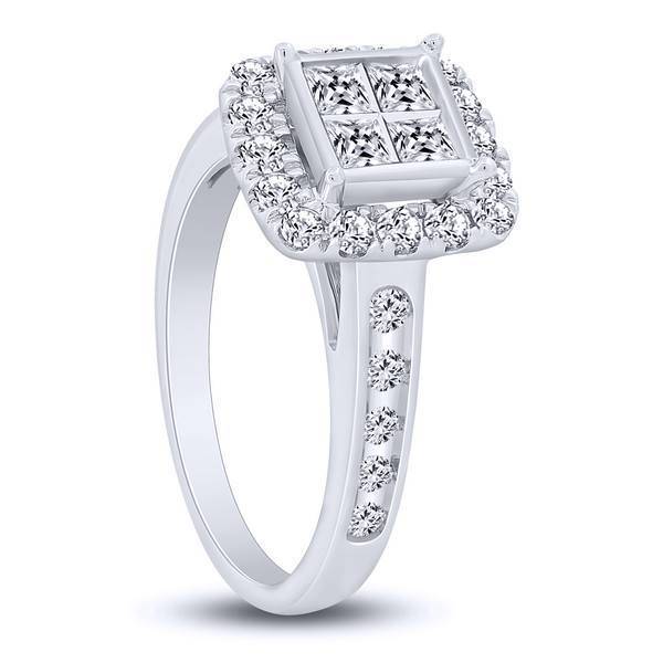 14K White Gold 1.50 CTW Diamond Quad Engagement Ring