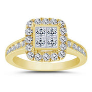 14K Yellow Gold 1.50 CTW Diamond Quad Engagement Ring