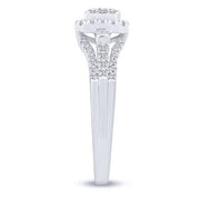 14k white gold 0.50 ctw Diamond Cushion Halo Engagement Ring