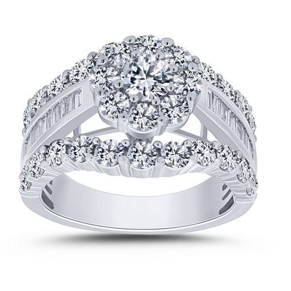 14K WHITE GOLD 3.00 CTW Diamond COMPOSITE BRIDAL SET