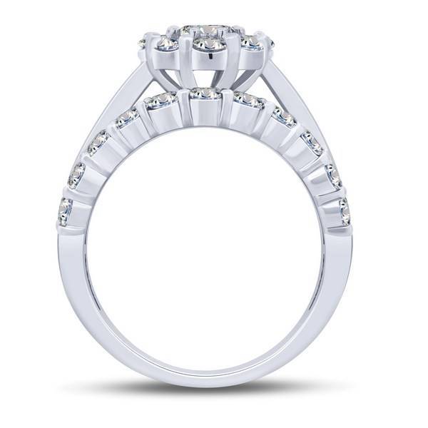 14K WHITE GOLD 3.00 CTW Diamond COMPOSITE BRIDAL SET