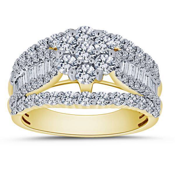 14K YELLOW GOLD 2.00 CTW Diamond COMPOSITE Bridal Ring