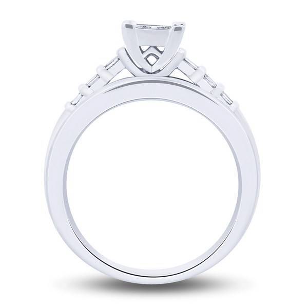 10K WHITE GOLD 1.00 CTW Diamond Quad Bridal SET