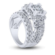 14K WHITE GOLD 4.00 CTW Diamond Halo Quad Bridal Ring