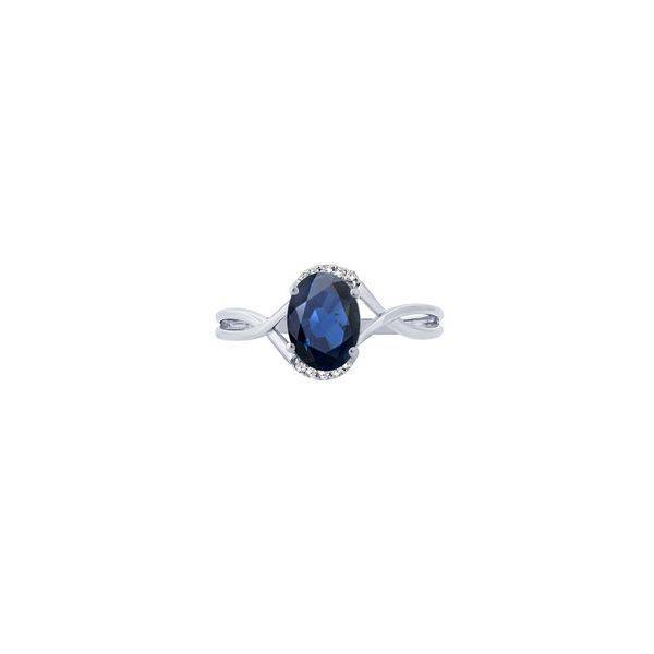 10K WHITE GOLD 0.04 CTW Diamond Blue SAPPHIRE Ring