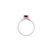 10K WHITE GOLD 0.04 CTW Diamond Red RUBY Ring