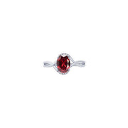 10K WHITE GOLD 0.04 CTW Diamond Red RUBY Ring