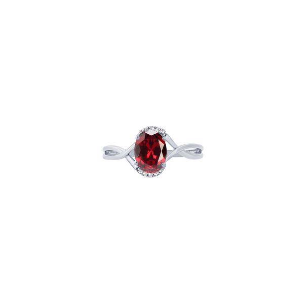 10K WHITE GOLD 0.04 CTW Diamond Red RUBY Ring
