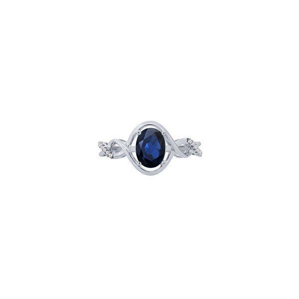 10K WHITE GOLD 0.05 CTW Diamond Blue SAPPHIRE Ring
