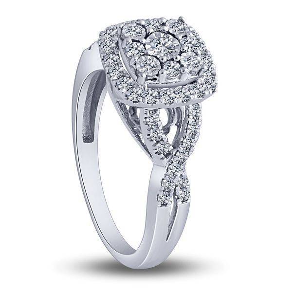 14K WHITE GOLD 0.75 CTW Diamond Halo BRIDAL SET