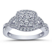 14K WHITE GOLD 0.75 CTW Diamond Halo BRIDAL SET