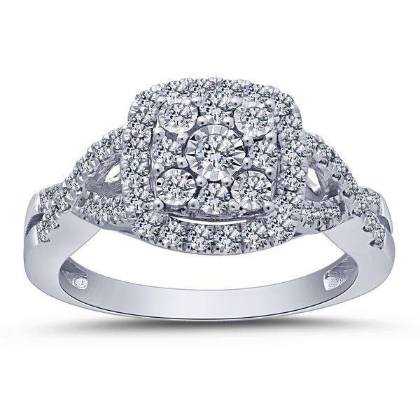 14K WHITE GOLD 0.75 CTW Diamond Halo BRIDAL SET