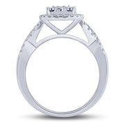 14K WHITE GOLD 0.75 CTW Diamond Halo BRIDAL SET