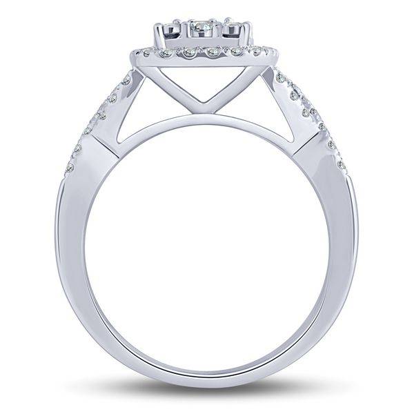 14K WHITE GOLD 0.75 CTW Diamond Halo BRIDAL SET