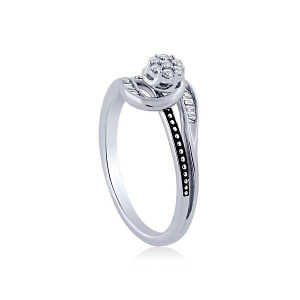 10K White Gold 0.16 ctw Black Diamond Promise Ring