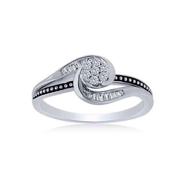 10K White Gold 0.16 CTW Black Diamond Promise Ring