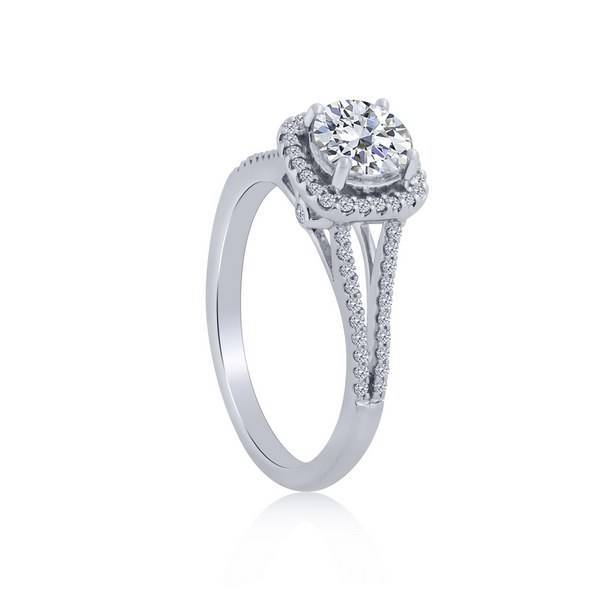 14K White Gold 1.15 CTW DIAMOND Cushion Halo Engagement Ring