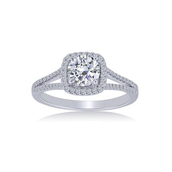 14K White Gold 1.15 CTW DIAMOND Cushion Halo Engagement Ring