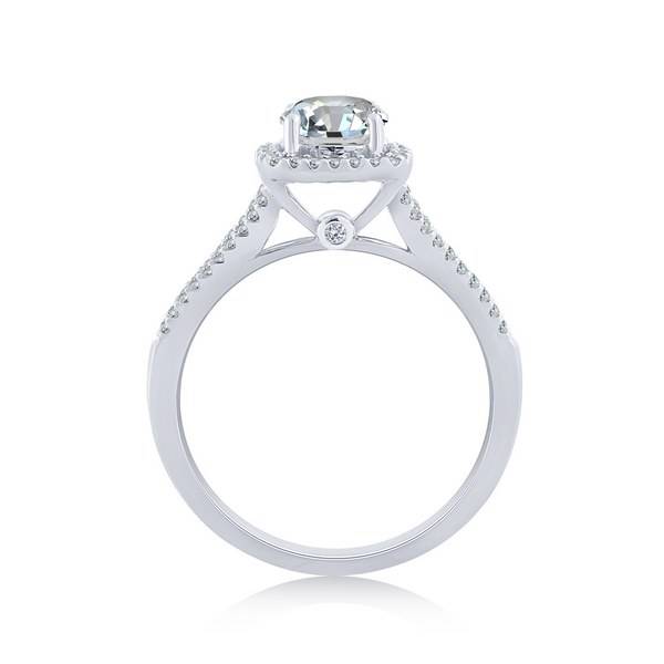 14K White Gold 1.15 CTW DIAMOND Cushion Halo Engagement Ring